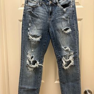 Judy Blues Distressed Blue Jeans